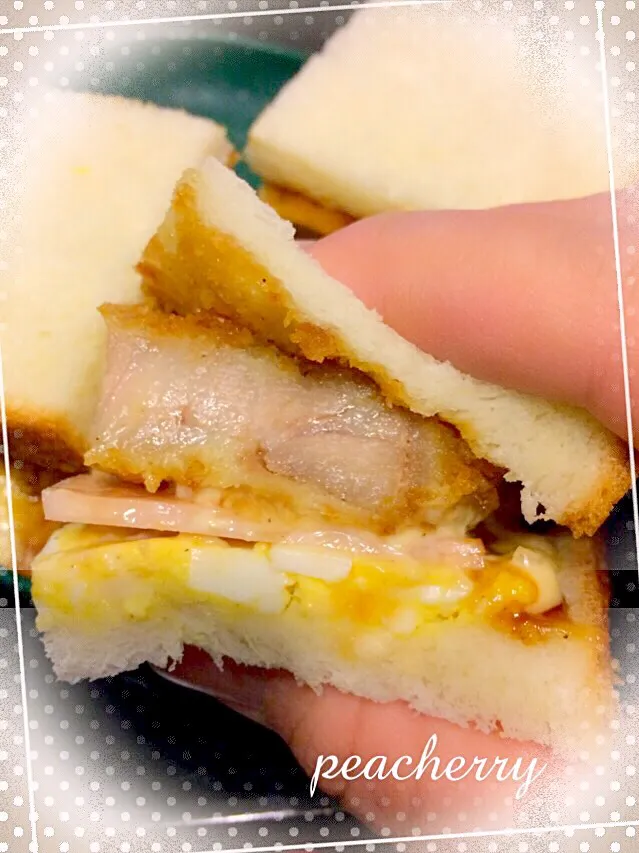 私のお昼ご飯😋ハム玉子カツサンド❤️|☆ぴ〜ちゃん☆さん