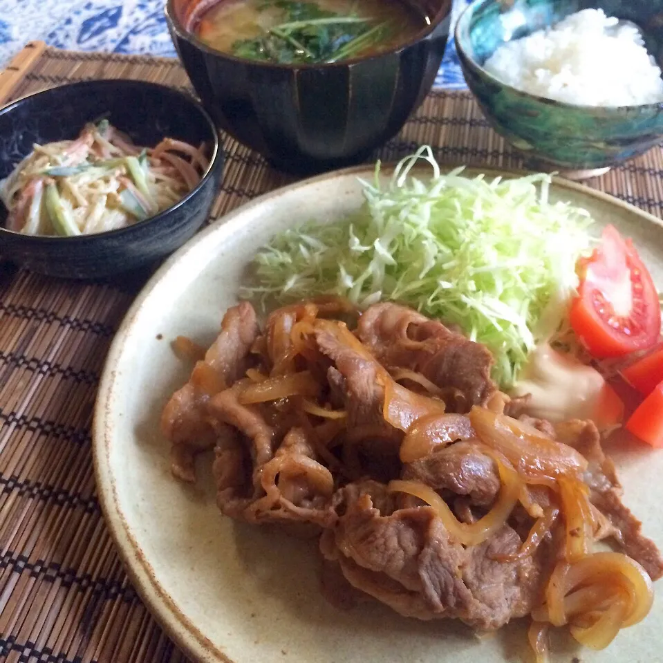 豚コマで生姜焼き昼ごはん|shizuhoさん