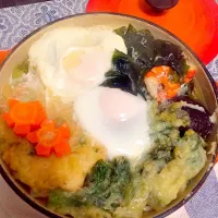 Snapdishの料理写真:ルクルーゼで鍋焼きうどん|Ritaさん