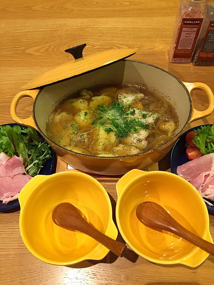 Snapdishの料理写真:タラとジャガイモのサフランスープ♡|hiromiさん