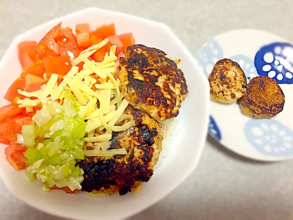 Snapdishの料理写真:タコライス風ねぎ塩豆腐ハンバーグ丼|花さん