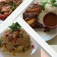 Snapdishの料理写真:pollo al horno  ,arroz chino  y fajitas  de pollo.|Espinal Unoさん