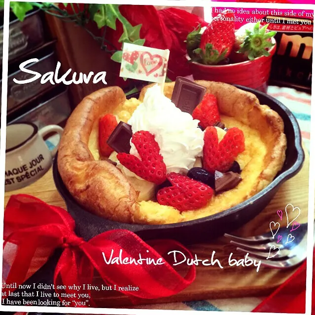 リピリピ🎵 ハナたなさんの料理 簡単ダッチベイビー♡ バレンタインバージョン❤️|さくちんさん