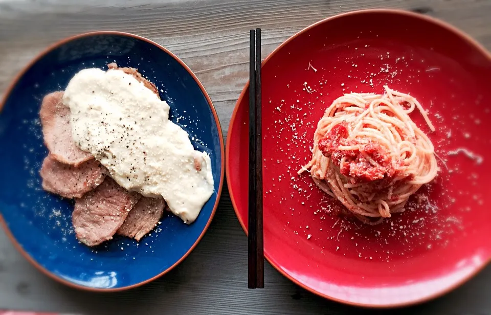 Pork loin with tomato sauce spaghetti|Wang Yuhanさん