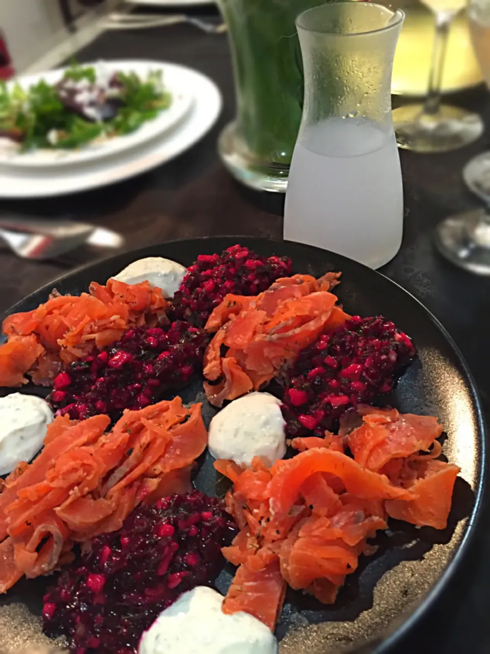 Marinated Salmon gravlax style in ouzo with fennel, beetroot and mango🇬🇷|aястасияさん