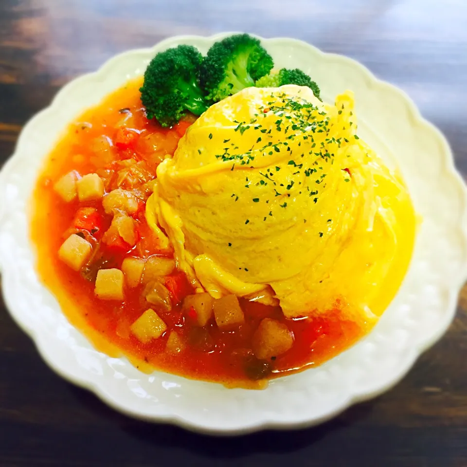 ハナたなさんの料理 結構簡単！#ドレスドオムライスでけたー♡|いしくん。（たまご王子🥚🐣🐥🐔）さん