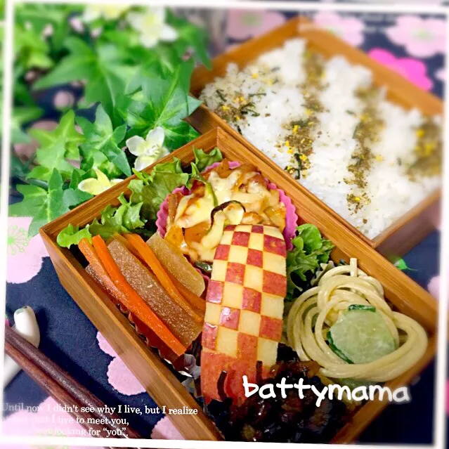 Snapdishの料理写真:ポテトのミートソース重ね焼き弁当～♡battymamaの節約しても美味しいお弁当♡|ばってぃーまま＠♪さん