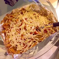 Snapdishの料理写真:Baked (brown rice) ziti w/ (no sugar) marinara sauce and vegan mozzarella cheese.|ahron gさん