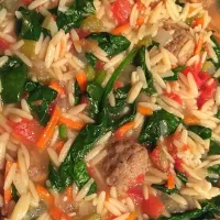 Italian Orzo Spinach Soup - with a twist! Habanero peppers and meatballs!|Angi Montague Walbergさん