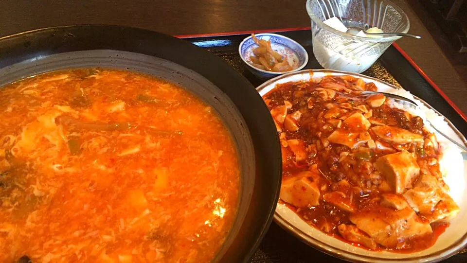 【日替定食】スーラータンメンと小麻婆豆腐丼を頂きました。|momongatomoさん