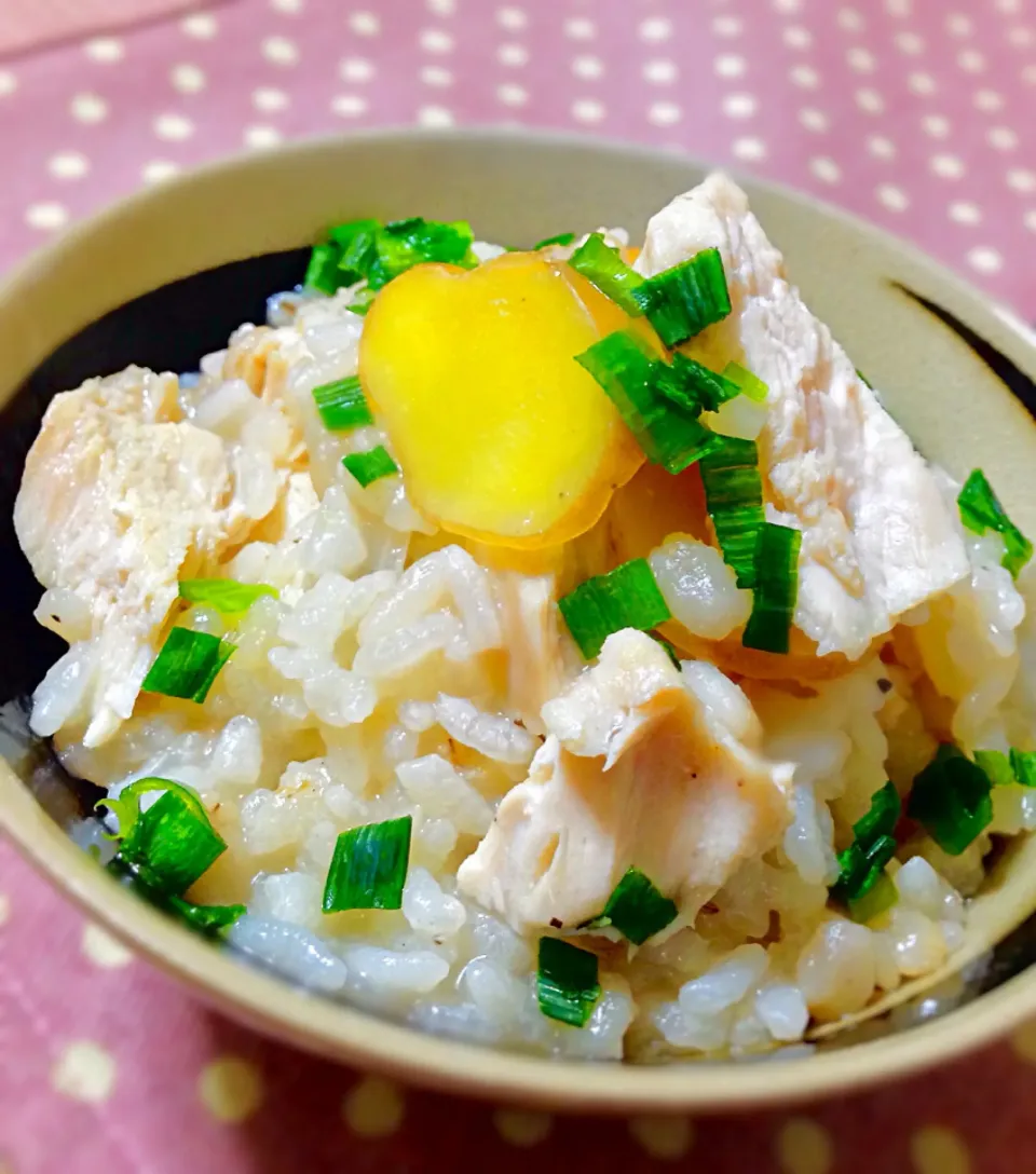 海南鶏飯からの、生姜でぽかぽか鶏雑炊|砂雪さん