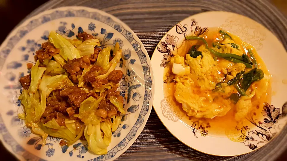 回鍋肉と餡掛け玉子。|エリカさん