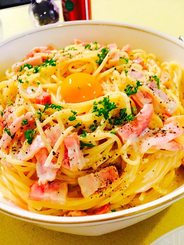 Hajimeさんの料理 ドリップヨーグルトで作るクリームパスタ☆水曜日の朝パスタ☆マジ、おいしい！☆|静香さん