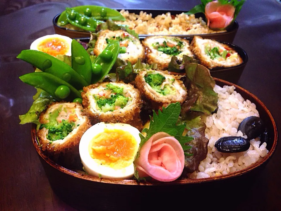 今日の2人のお弁当は サクッとベジかつ🎵|とんちんさん