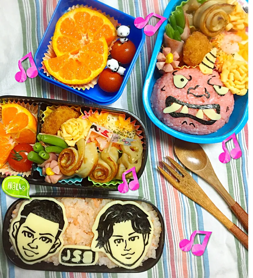 子供達の今日のお弁当(*´罒`*)
「妖怪ウォッチ赤鬼」＆「三代目♪臣とELLY」ﾟ。*♡|ジュリさん