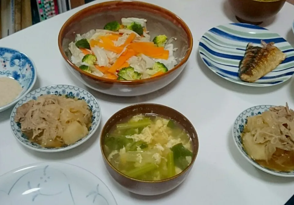 サバの塩焼き・肉じゃが・蒸し野菜|chocoさん