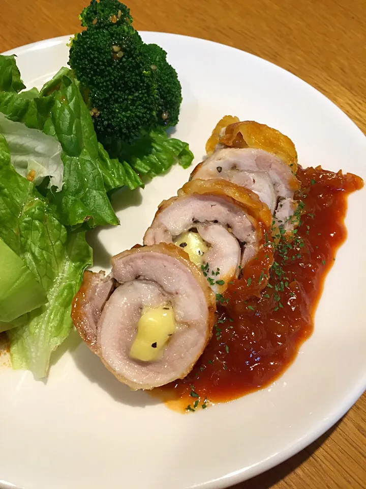 優雨さんの  チーズINグリルチキンのメキシカンソース|まつださんさん