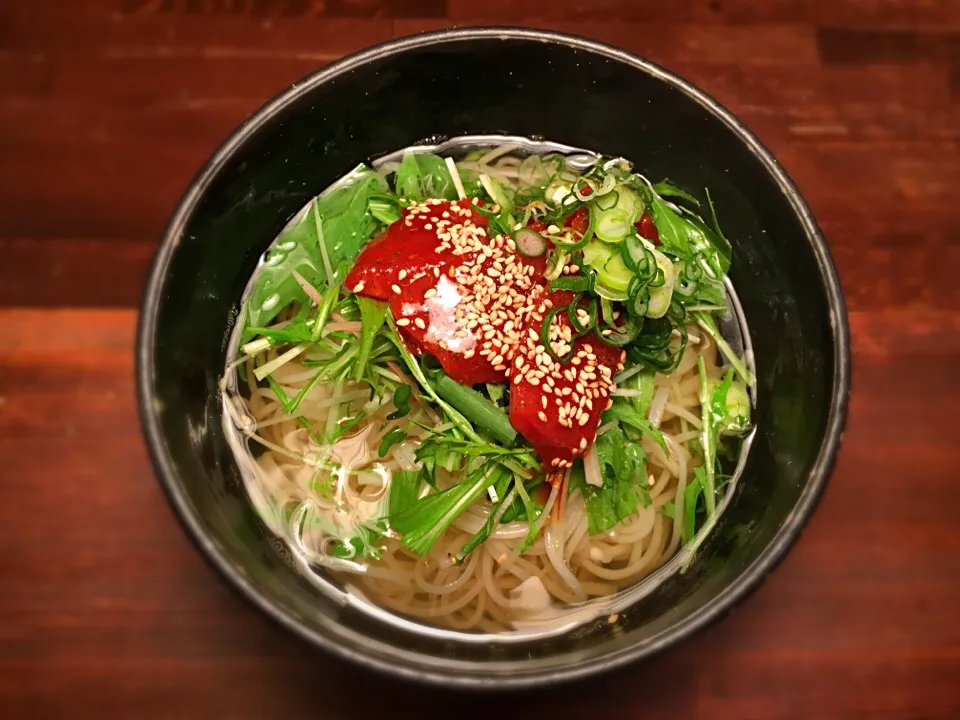 めばち鮪のユッケ温めん1|半田手延べそうめんの店 阿波や壱兆さん