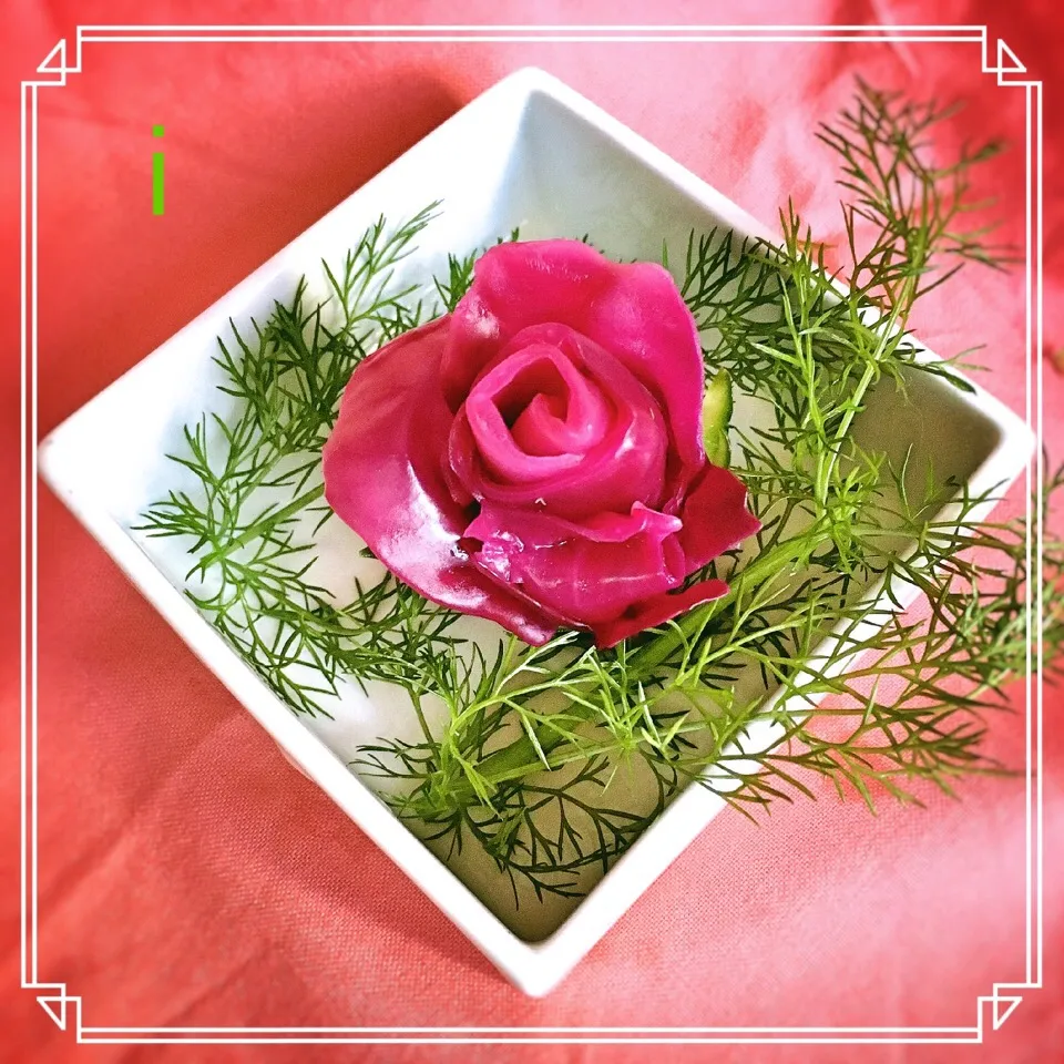 izoomの料理 バラのアミューズ 紫キャベツのピクルス 🌹本命用の一輪 【For your special ONE！ Amuse bouche of rose made of purple cabbage pickles】|izoomさん