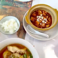 Snapdishの料理写真:麻婆定食 無化調しょうゆラーメン|おおさん