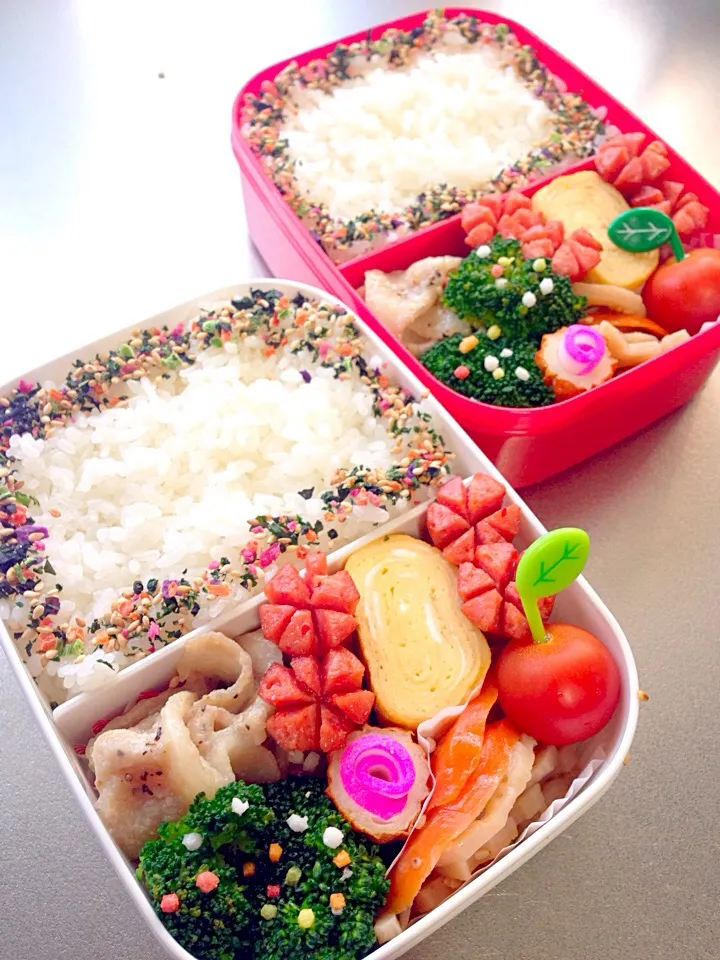 Snapdishの料理写真:2/7 JC2双子😊😊部活弁当|ミカさん