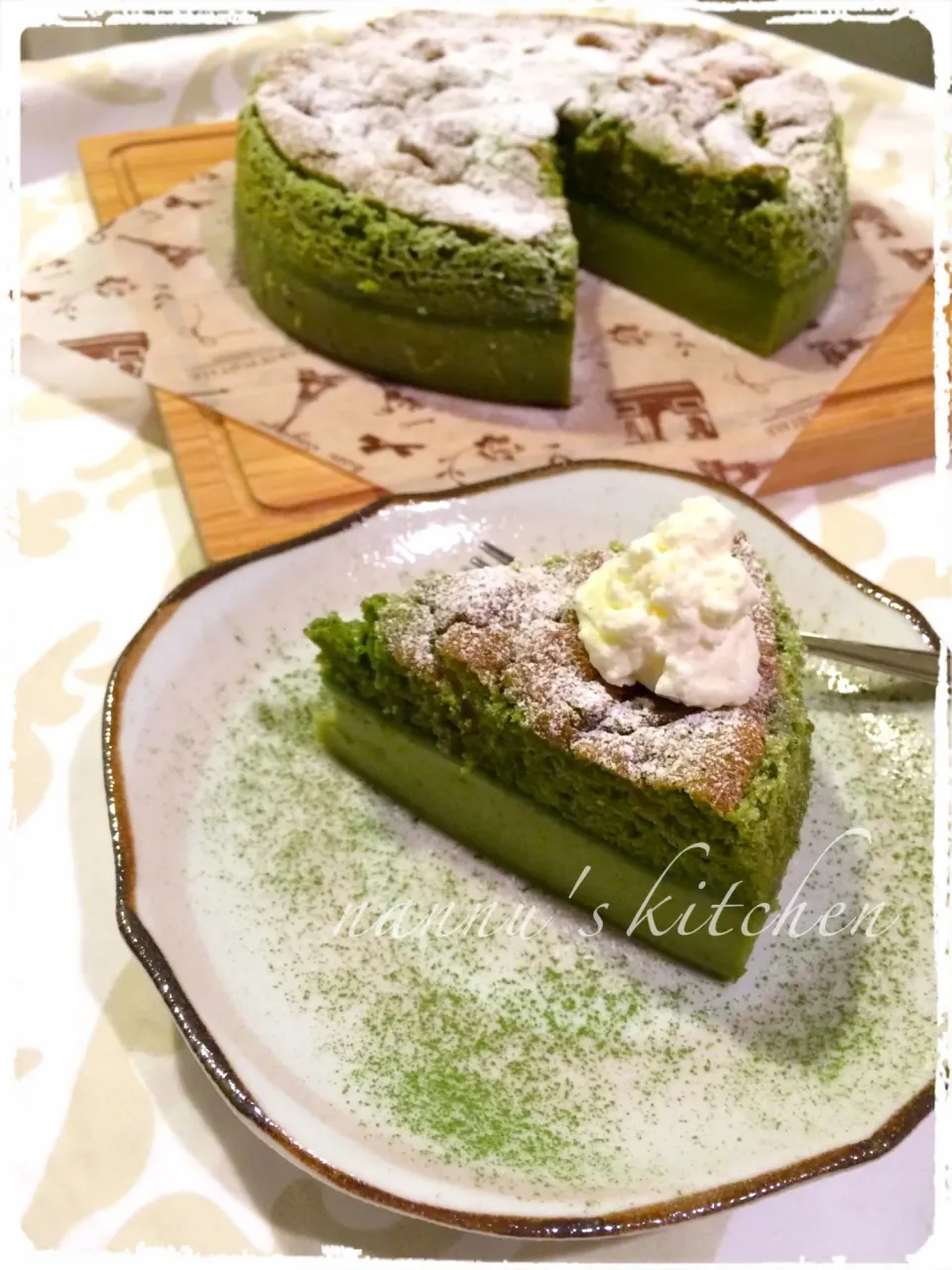 nannu's kitchenさんのガトーマジク☆魔法のケーキ〜抹茶バージョン〜 #楽天レシピ|楽天レシピさん