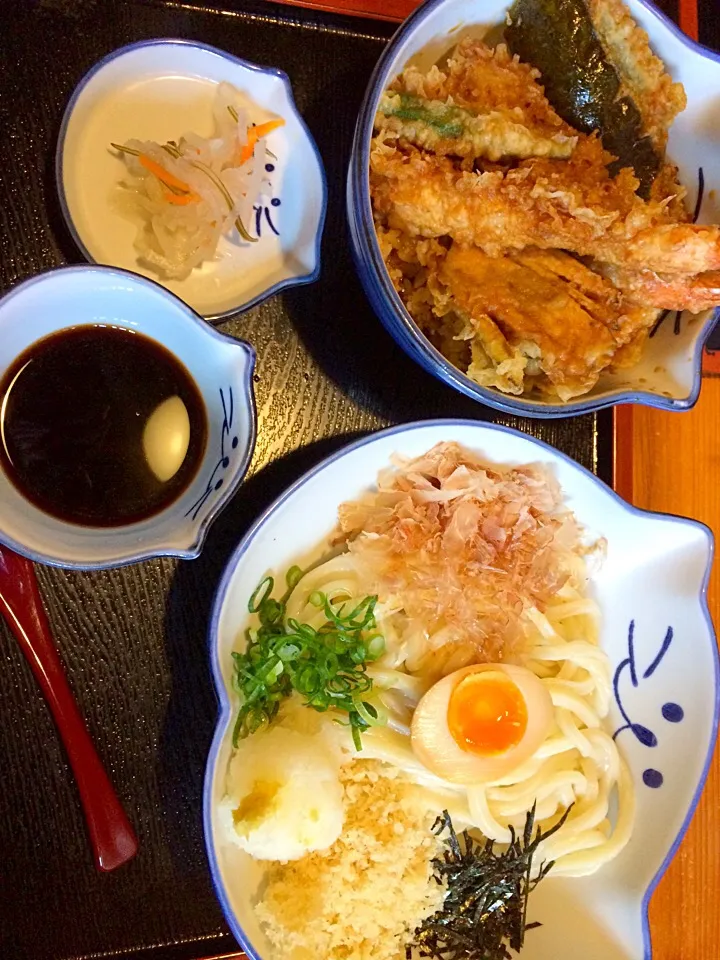 大海老天丼とぶっかけうどん|怜竜さん