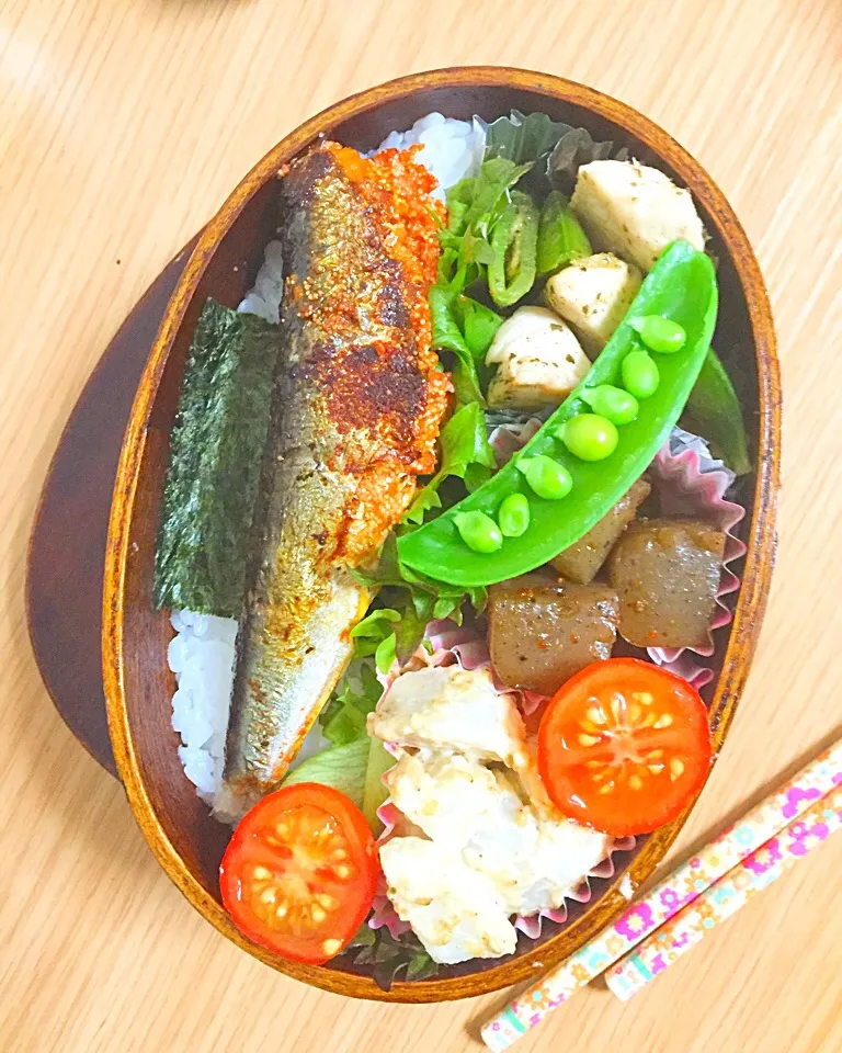 明太イワシ弁当
里芋のゴママヨ和え
ササミとスナップえんどうパクチー炒め
ピリ辛こんにゃく|Yukako Nishimuraさん