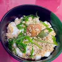 Snapdishの料理写真:酵素玄米の長芋梅干しネバネバ丼|Tomoko Onoderaさん