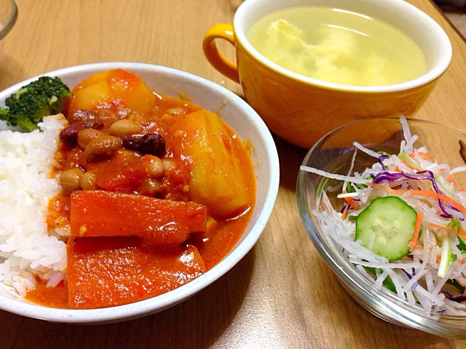 チキンのトマト煮と玉子スープ|こんこんさん