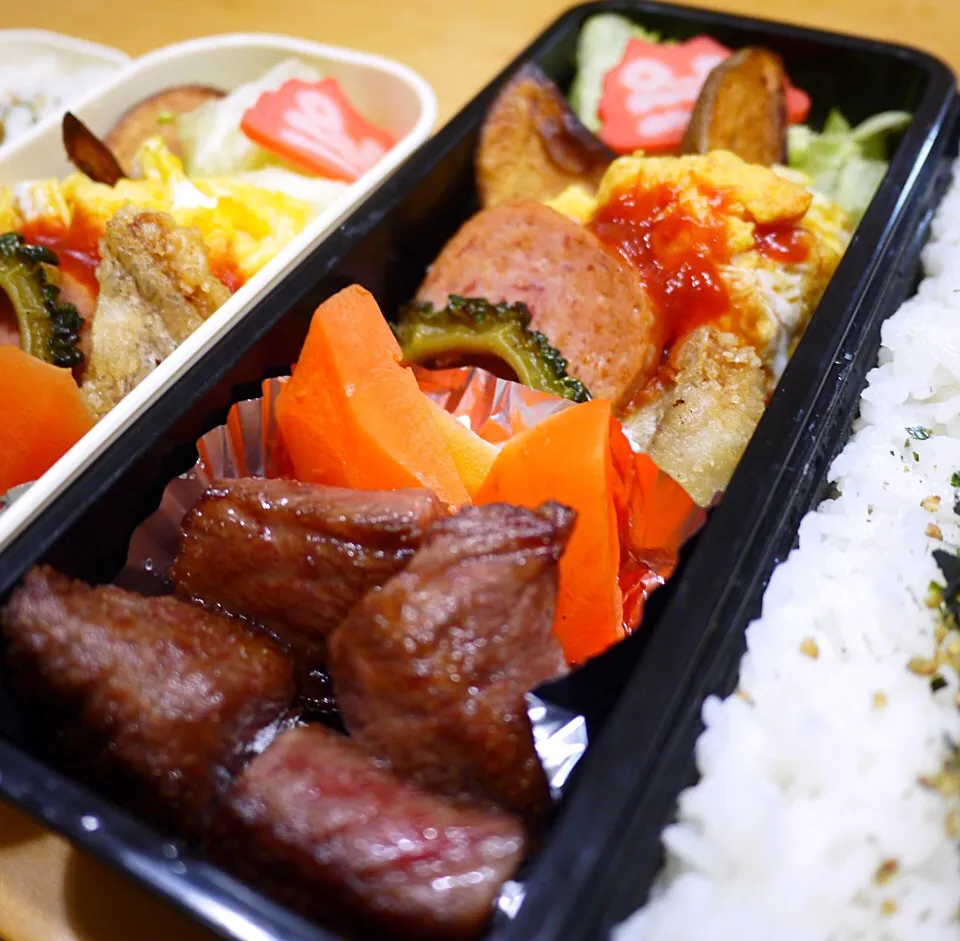 Snapdishの料理写真:今日の親父弁当！|沖縄「ピロピロ」ライフさん