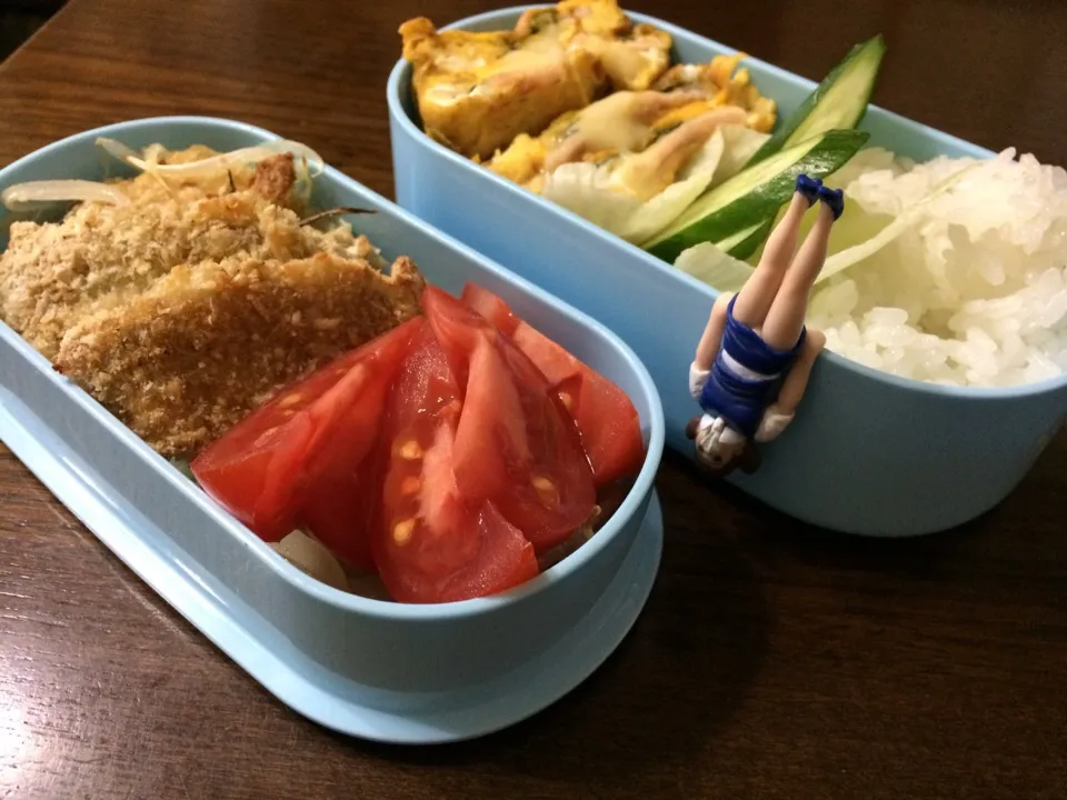 Snapdishの料理写真:今日こそは研究室で食べる、、？ハムチーズ大葉の卵焼き弁当|もっつぁさん