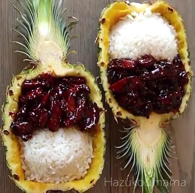 Snapdishの料理写真:teriyaki chicken pineapple bowls|Hazukoumamaさん