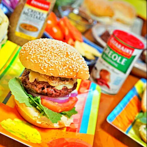 💜💛💚Mardi Gras 2016 Weekend & Superbowl 50 Sunday 🏈 💙 🏈 in Louisiana #Party #Holidays/Celebrations 🎭 ZATARAINS CREOLE MUSTARD CHEESEBURGERS 🎭 #Hamburger #Beef #M|Alisha GodsglamGirl Matthewsさん