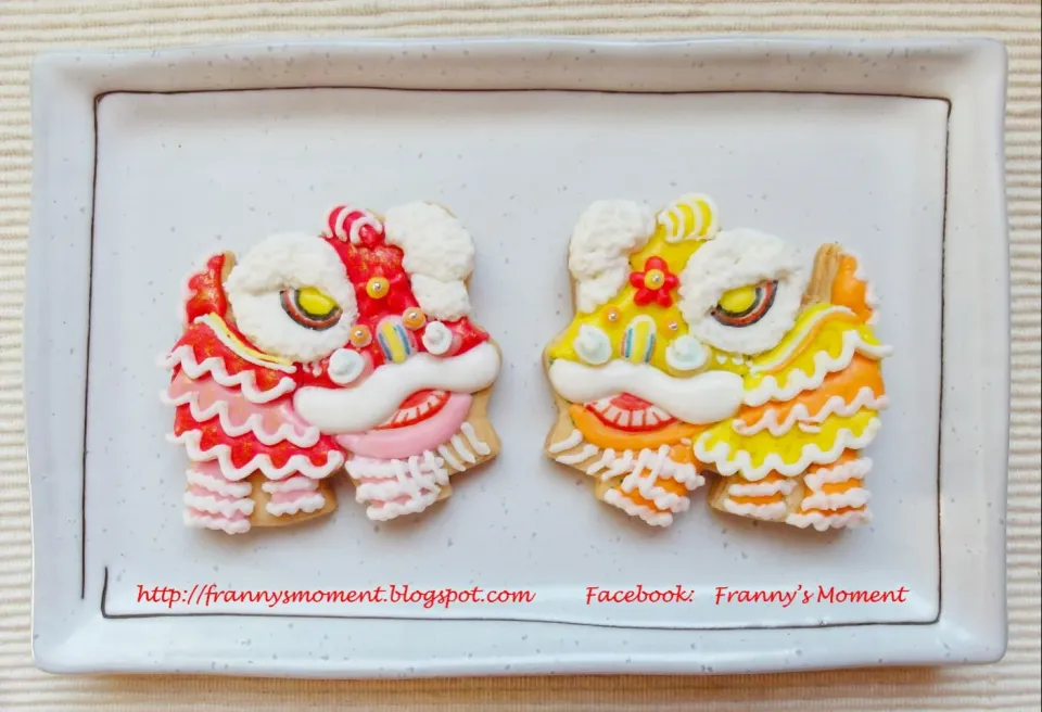 lion dance icing cookies|Frannyさん