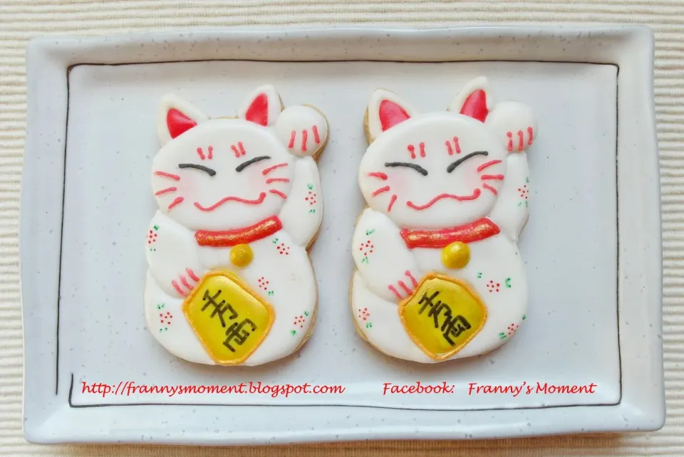 lucky cat icing cookies|Frannyさん