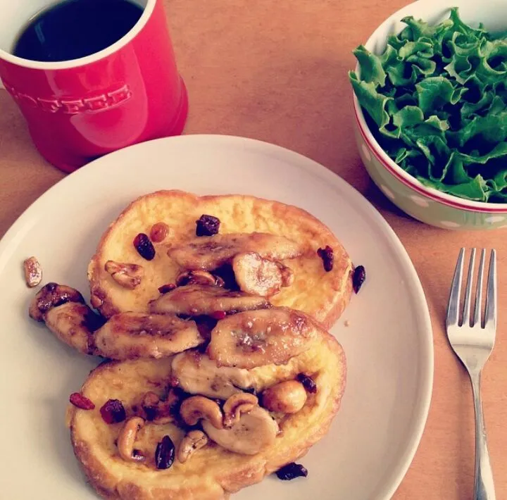 French toast w/ caramelized banana n nuts|Sakiさん