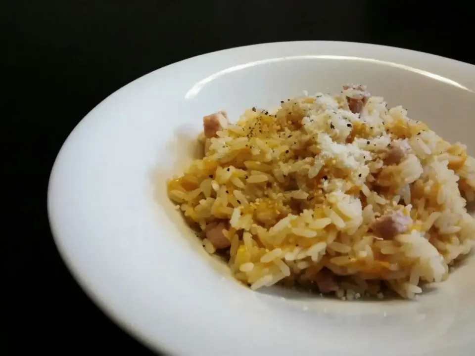 Risotto alla zucca e pancetta (かぼちゃとパンチェッタのリゾット)|小鍋 (pentolina)さん