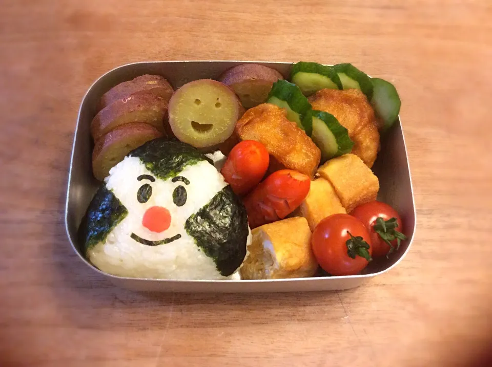 Snapdishの料理写真:笑え‼️笑え〜‼️さつま芋な😀お弁当🍙|noⓂ︎さん