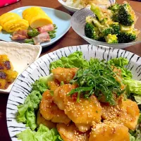 2016.2.9 夜ご飯〜鶏むね肉のハチミツたれのやわらか焼き◡̈♥︎