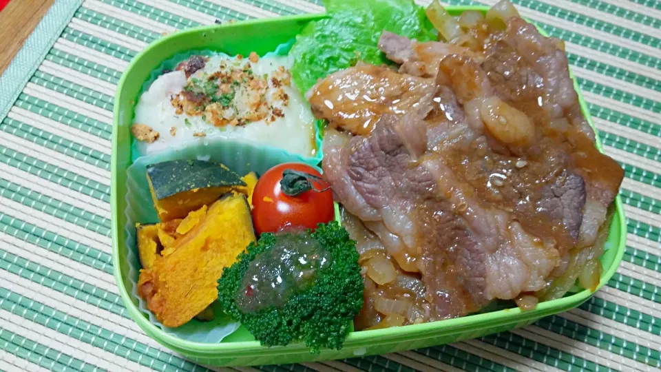 旦那さんのお弁当
・焼き肉丼
・ポテトグラタン
・南瓜の煮付け
・ブロッコリー
・ミニトマト|あぁちゃんさん