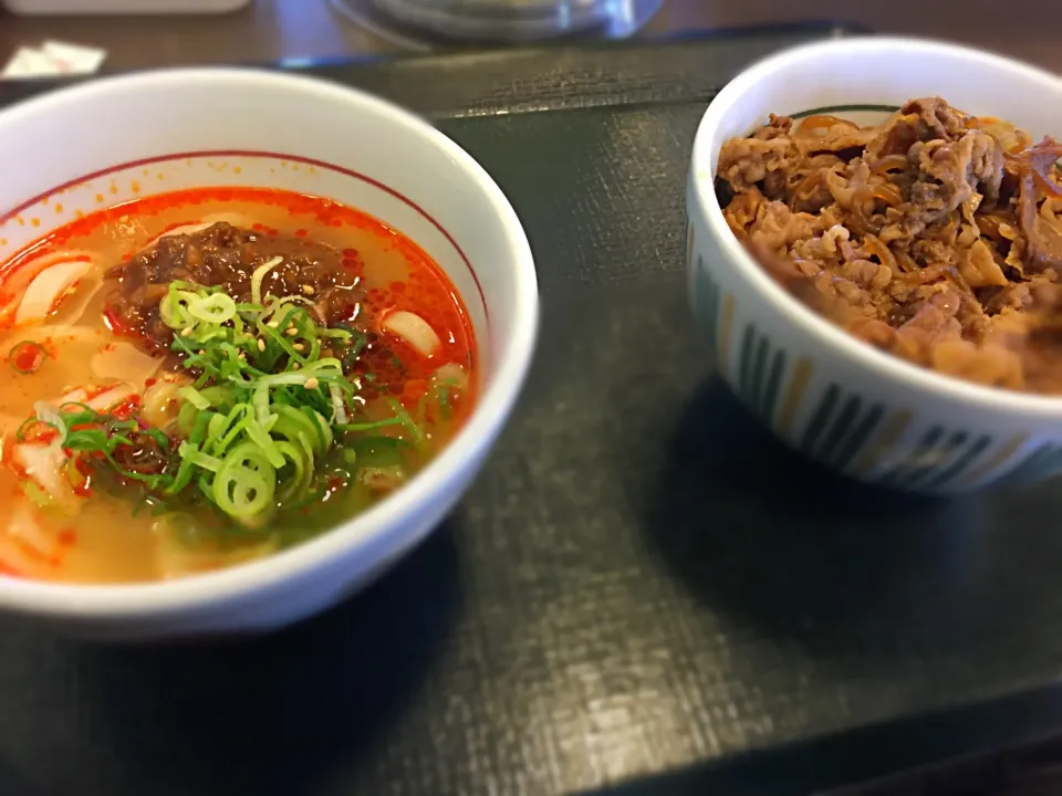 担々うどん（小）＋和風牛丼（ミニ）|古山さん