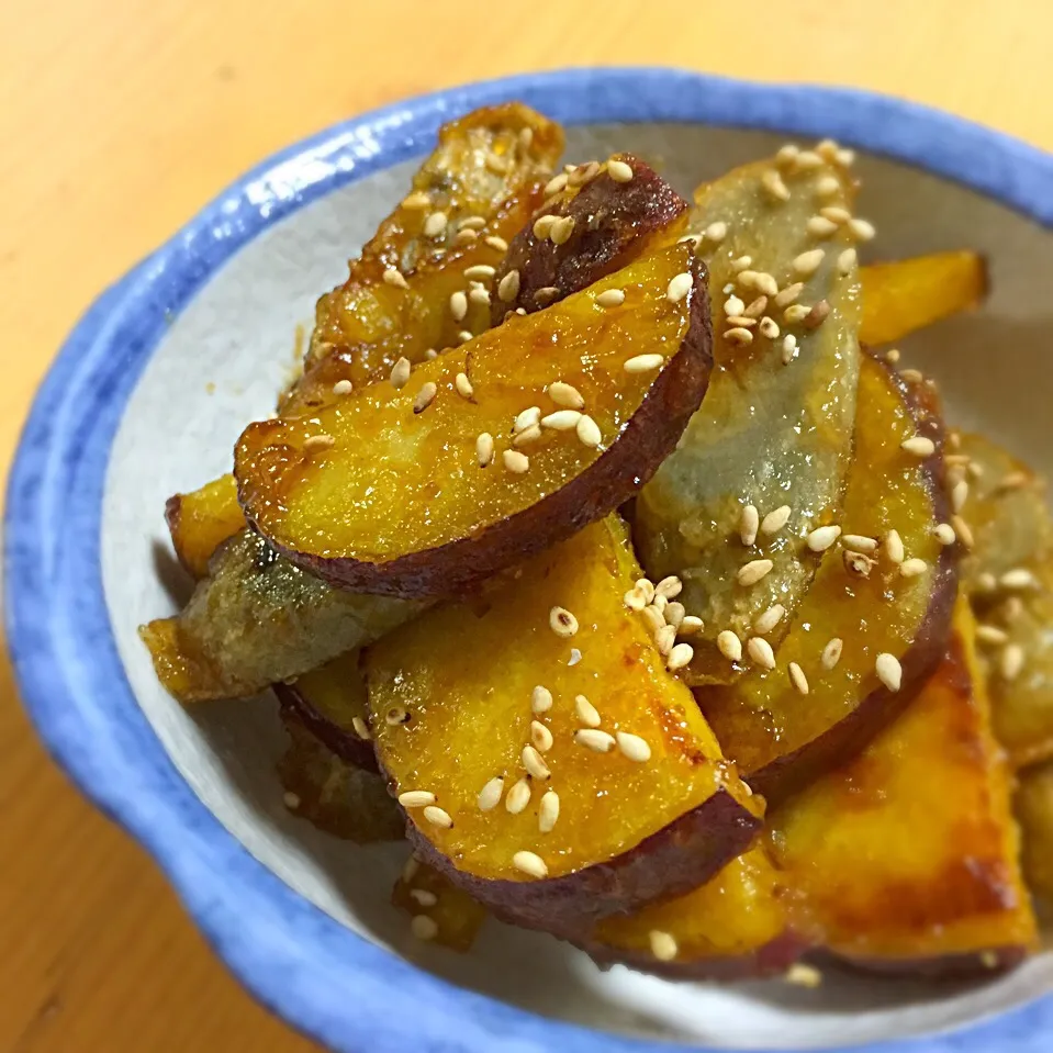 ともさんの料理 薩摩芋と蓮根のデパ地下風のアレンジで薩摩芋と牛蒡のデパ地下風にしてみました|sakyu☆さん