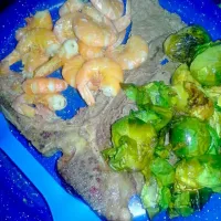 #TboneSteak #FreshWildCaughtShimp #BrusselsSprouts|Dawn Nelsonさん