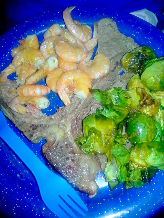 #TboneSteak #FreshWildCaughtShimp #BrusselsSprouts|Dawn Nelsonさん