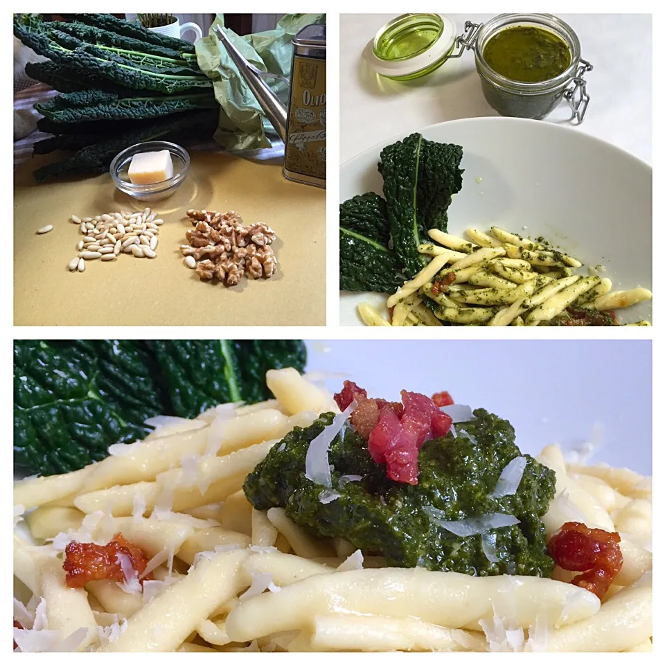 Hand made Fusilli with Black Cabbage Pesto Sauce and pancetta|laura giardinaさん