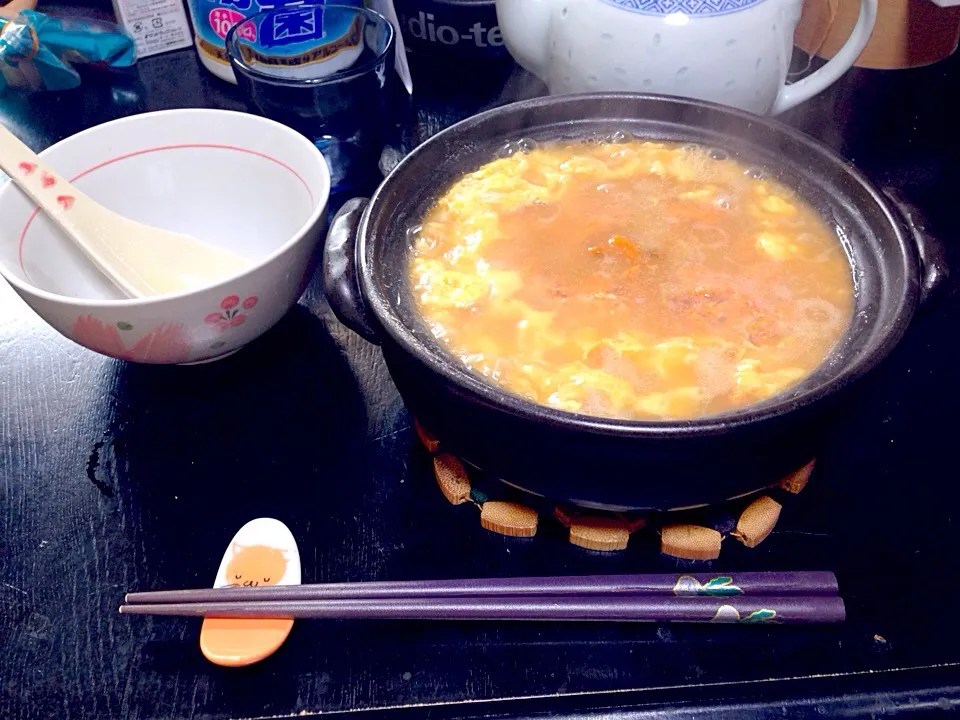 Snapdishの料理写真:ウニとイカ入り味噌卵お粥☆|つばりん亭さん