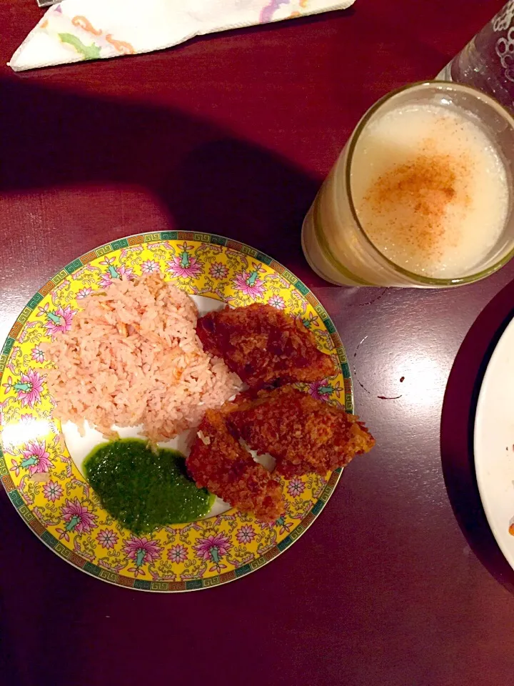 Plantain Crusted Walleye with Chadon Beni Sauce & Coconut Rice|Brandeeさん