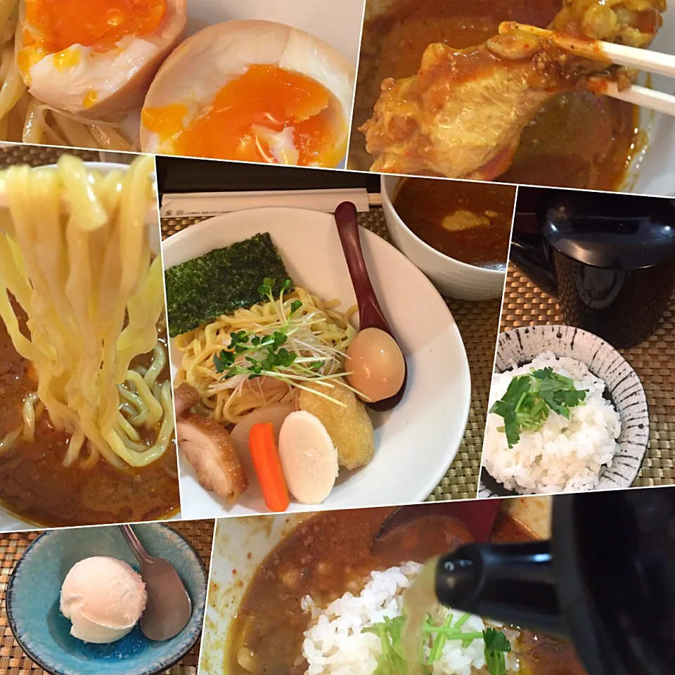 Snapdishの料理写真:カレーつけ麺＆カレー茶漬け@波(鎌倉)|塩豚骨さん