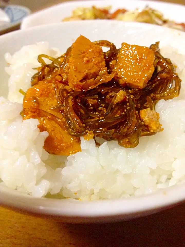 Snapdishの料理写真:鱈子と切り昆布の佃煮🍚|まいりさん